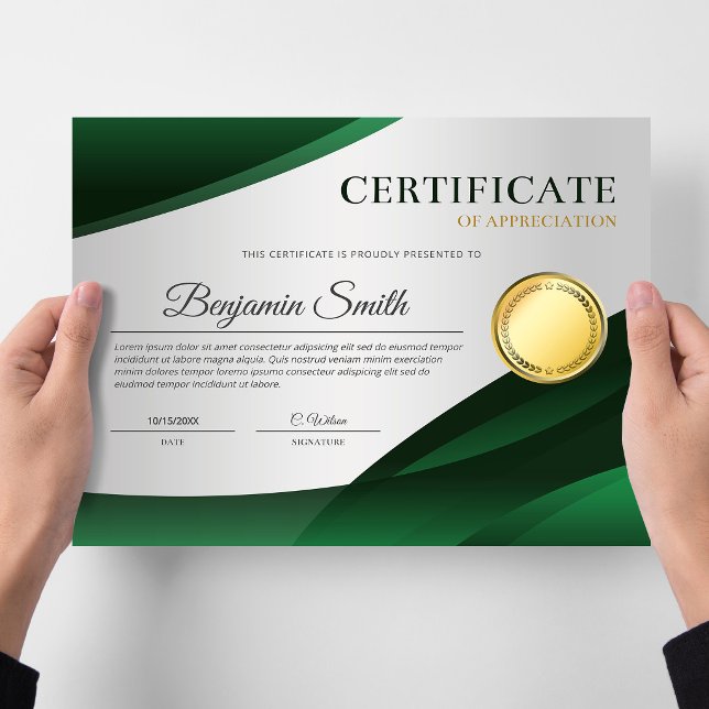 Flyer Certificado verde de reconocimiento (Certificate Award)