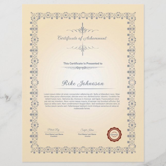 Flyer Certificate of Achievement (Frente)