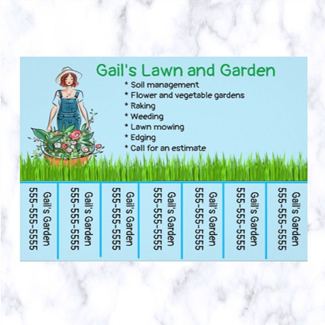Flyer Césped editable y cuidado de jardín número de telé (What a great way to advertise your gardening business!)