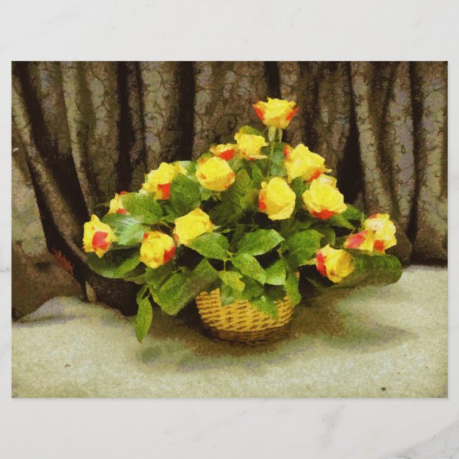 Flyer Cesta de rosas amarillas pintura (Frente)