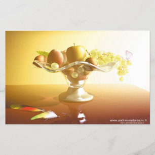 Flyer Cesta de vidrio con frutas y mariposa