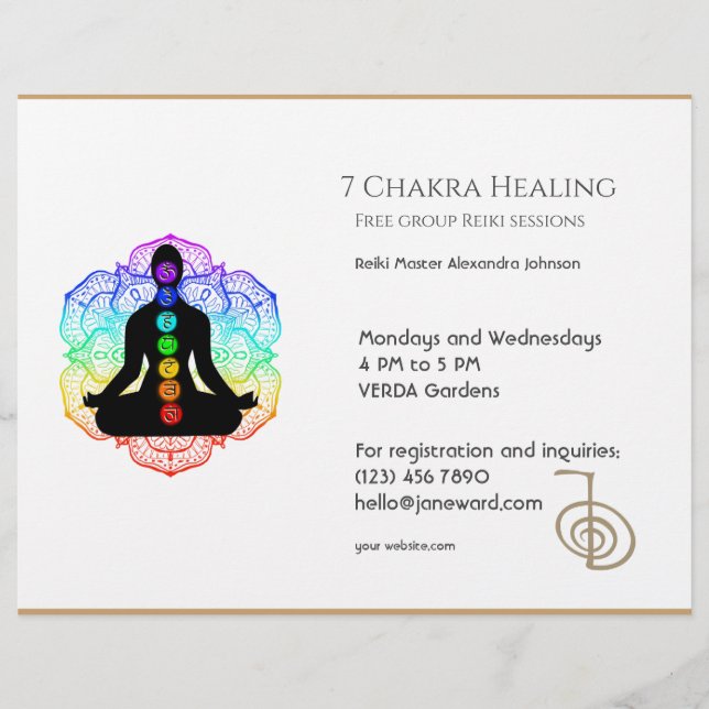 Flyer Chakra blanca Energy Healer Reiki Horizontal (Frente)