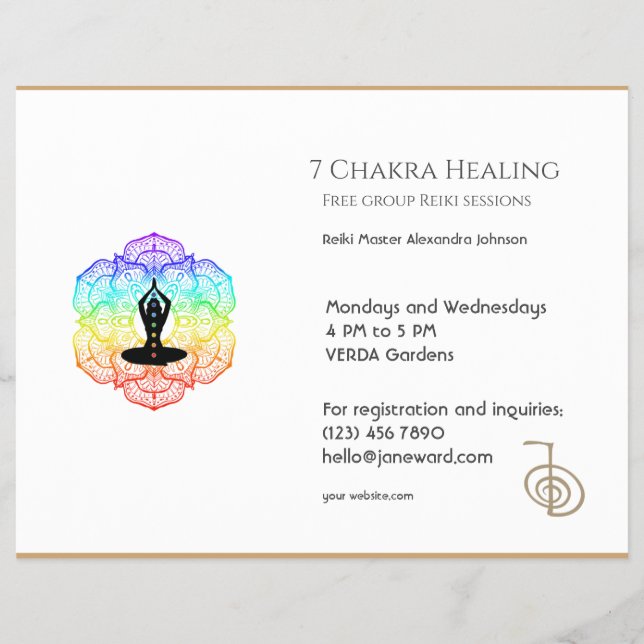 Flyer Chakra blanca Foto de Reiki Horizontal con energía (Frente)