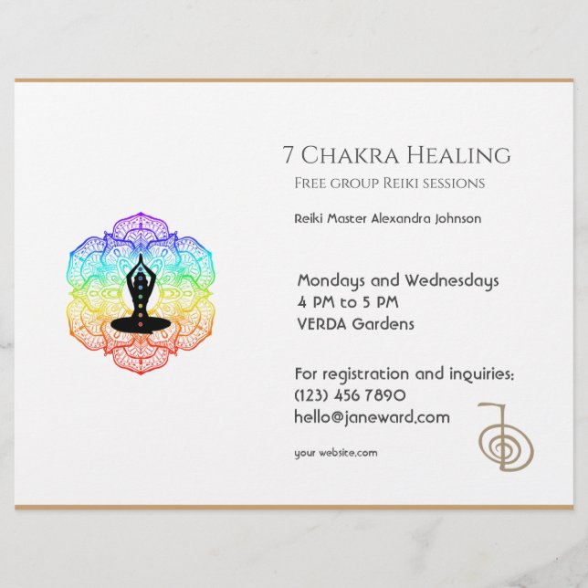 Flyer Chakra blanca Foto de Reiki Horizontal con energía (Frente)