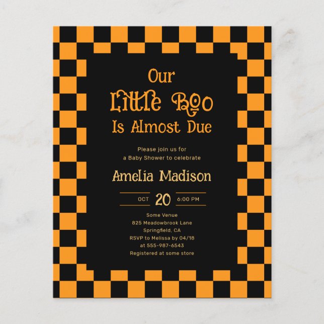 Flyer Cheap Retro Little Boo Halloween Baby Shower (Frente)
