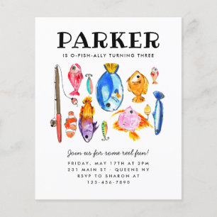 Flyer Cheap Rustic O-Fish-al Reel Fun Fishing Cumpleaños