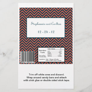 Flyer Chevron moderno Neon Coral/Azul Marino Wrapper de