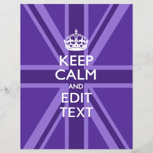 Flyer Chic Purpura Mantén la Calma Y Tu Texto Union Jack