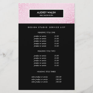 Flyer Chic Rosa Lentejuelas Precios y Servicios de Saló