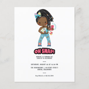 Flyer Chica afroamericana trenzas selfie cumpleaños
