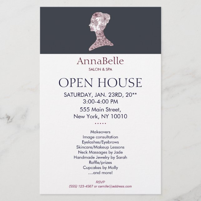 Flyer Chica de belleza floral Salón y Spa (Frente)