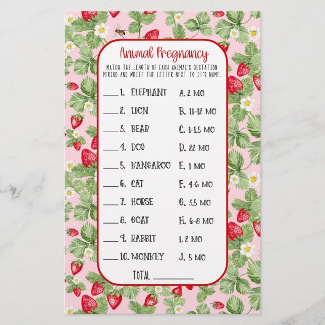 Flyer Chica de juego Baby to Bee Strawberry Animal Showe (Frente)