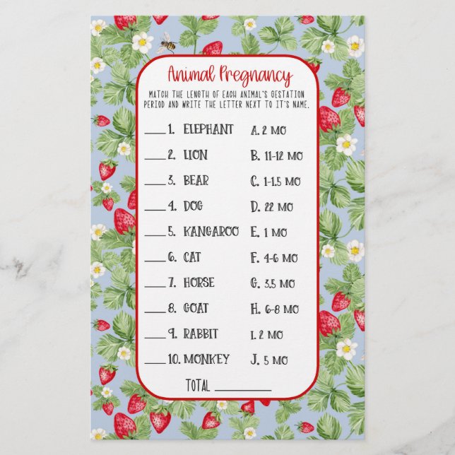 Flyer Chica de juego Baby to Bee Strawberry Animal Showe (Frente)