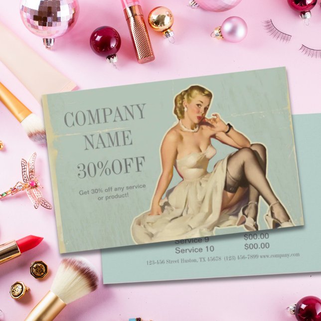 Flyer Chica de moda Retro Artista de maquillaje de estil (Retro Fashion Girl Hair Stylist Makeup Artist Flyer)