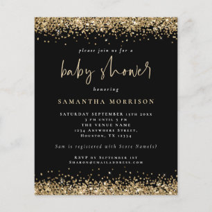 Flyer CHICA  de PAPER Gold Purpurina Baby Shower Black