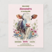 Chica de una vaca de un presupuesto Primer cumplea