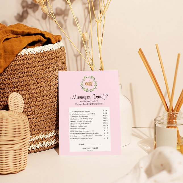 Flyer Chica de venado dormido floral Mummy o Daddy Game (Subido por el creador)