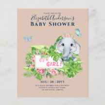 Chica Elephant Baby Shower Gender Revall invita