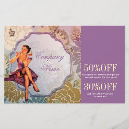 Flyer Chica Pin Up Cosmetóloga Artista de maquillaje de 