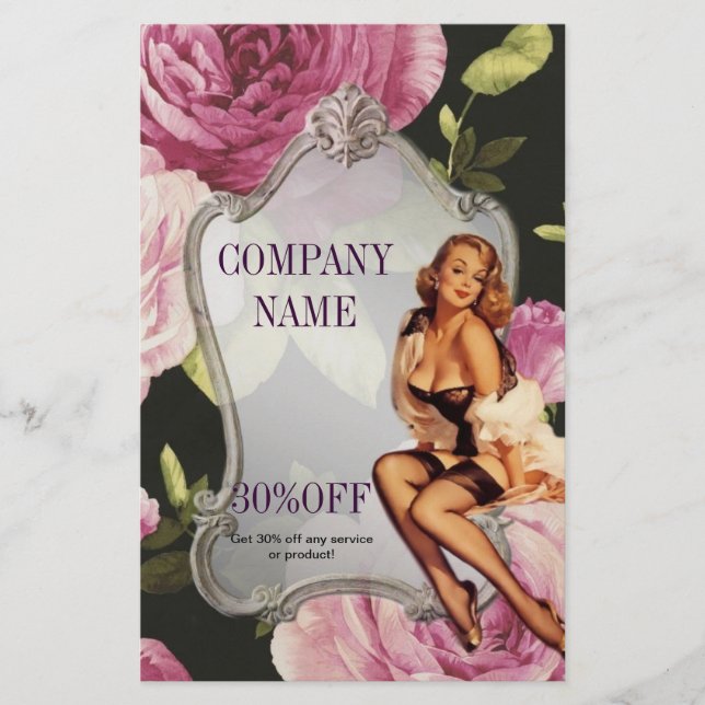 Flyer Chica Pin Up Cosmetóloga Maquilladora de pelo (Frente)