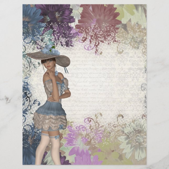 Flyer Chica romántica rosa inglés (Frente)