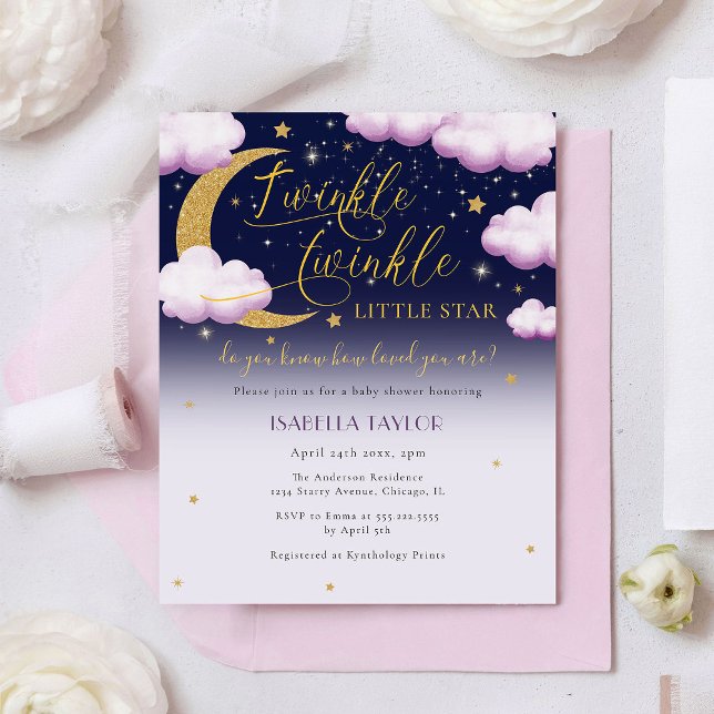 Flyer Chica rosado de estrella pequeña Baby Shower (Subido por el creador)