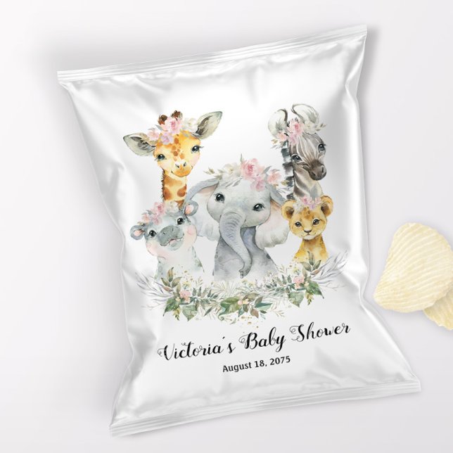 Flyer Chica Safari Baby Shower Chip Bag Wrapper (1 ounce chip or snack bag wrapper flyer.)