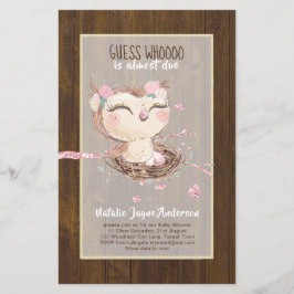 Flyer Chicas de Baby Shower de OWL o invitación para niñ