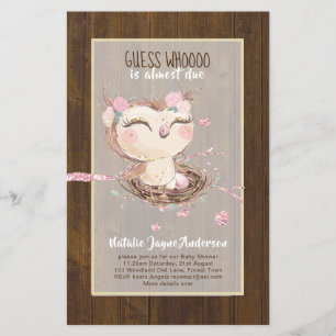 Flyer Chicas de Baby Shower de OWL o invitación para niñ