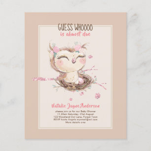 Flyer Chicas de Baby Shower de OWL o invitación para niñ