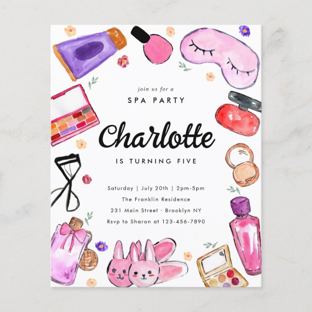 Flyer Chicas de maquillaje barato pijama fiesta de cumpl (Frente)