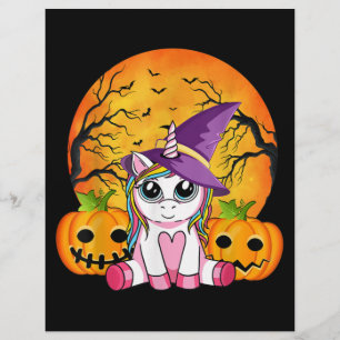 Flyer Chicas lindas de Halloween Unicornio brujo de Hall