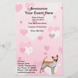 Flyer Chihuahua Corazón Rosa y Blanco