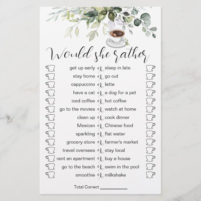 Flyer Chimenea temática de café Ducha de novia Ducha de  (Frente)