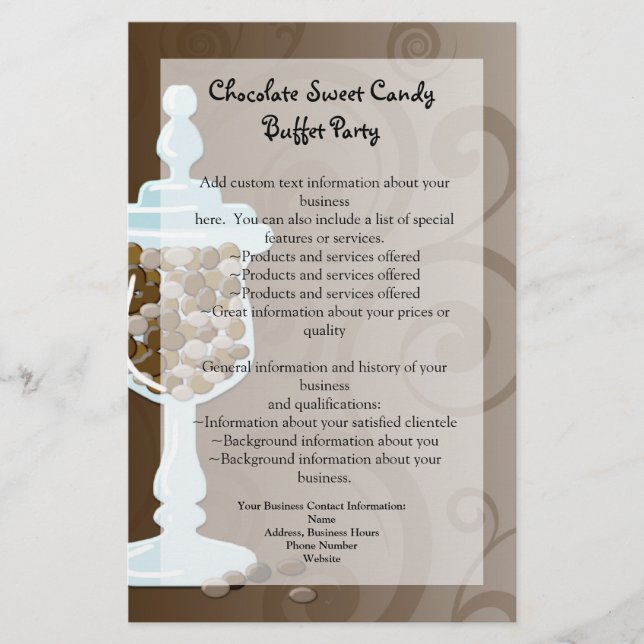 Flyer Chocolate Candy Buffet Bar, urn de dulces (Frente)