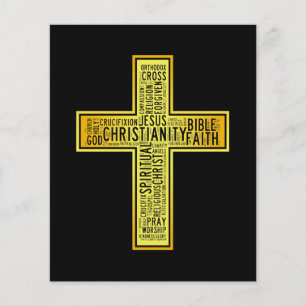 Flyer Christian gold cross - text design