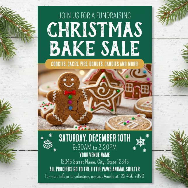 Flyer Christmas Bake Sale Festive Holiday Green Business (Subido por el creador)