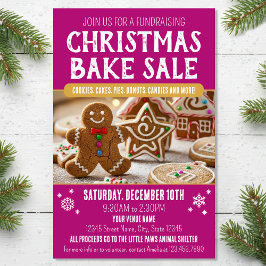 Flyer Christmas Bake Sale Festive Holiday Pink Business