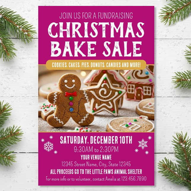 Flyer Christmas Bake Sale Festive Holiday Pink Business (Subido por el creador)