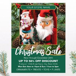 Flyer Christmas Holiday Sale Custom Photo Green Business