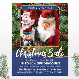 Flyer Christmas Holiday Sale Custom Photo Navy Business