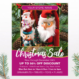 Flyer Christmas Holiday Sale Custom Photo Pink Business