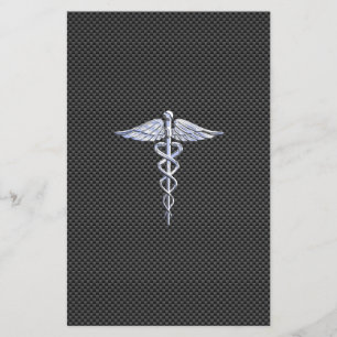Flyer Chrome como Caduceus Símbolo médico Fibra de carbo