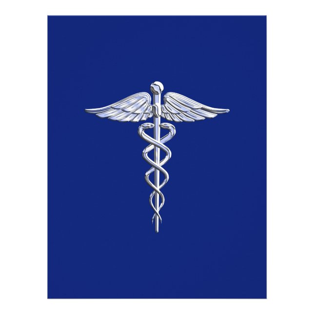 Flyer Chrome como Caduceus Símbolo médico Navy Deco azul (Frente)