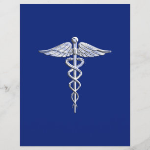Flyer Chrome como Caduceus Símbolo médico Navy Deco azul