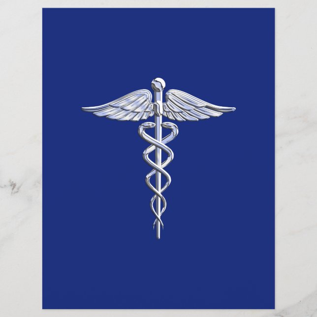 Flyer Chrome como Caduceus Símbolo médico Navy Deco azul (Frente)