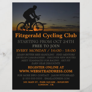Flyer Ciclista de noche, viajante publicitario de club c