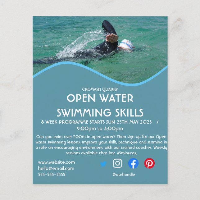 Flyer ciclo de triatlón de natación en agua abierta flot (Frente)