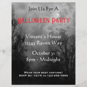 Flyer Cielo atormentado con la invitación de Ravens Hall
