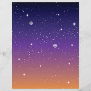 Flyer Cielo de estrellas morado y dorado